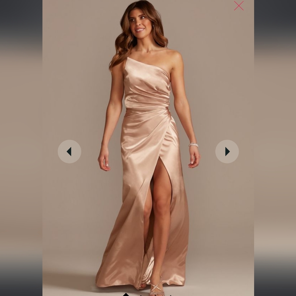 GALINA SIGNATURE Charmeuse Layered One Shoulder Bridesmaid Dress, sz 4